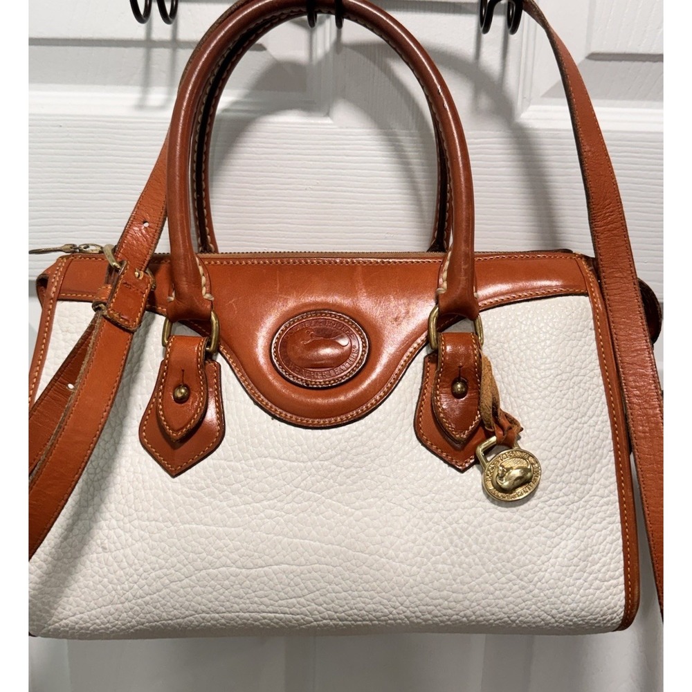 DOONEY & BOURKE Taupe Tan Leather Signature Doctor Satchel Bag